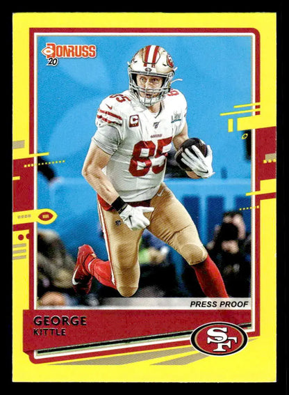 George Kittle football card from 2020 Donruss, showcasing the San Francisco 49ers star