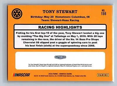 Tony Stewart trading card from 2020 Donruss #156 ideal for collectors and fans