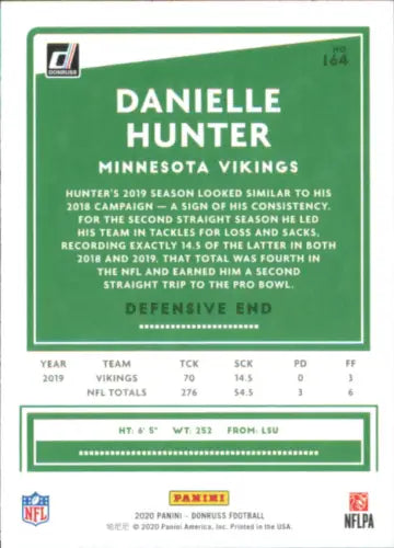 Danielle Hunter Minnesota Vikings Football Card from 2020 Donruss #164 NM-MT