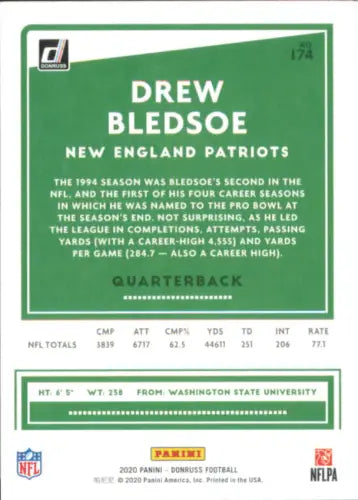 Drew Bledsoe 2020 Donruss #174 New England Patriots Football Card NM-MT