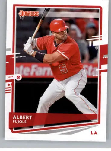 2020 Donruss #188 Albert Pujols NM-MT card featuring original gloss and Angels design