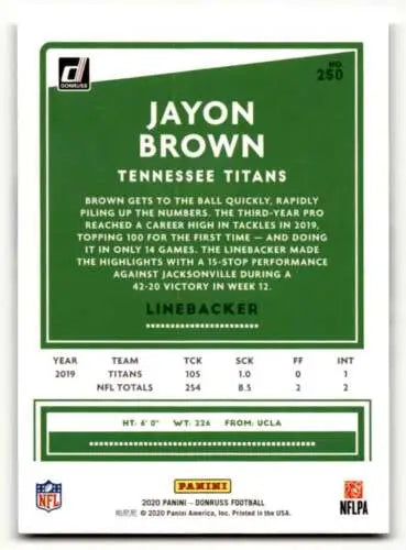 Jayon Brown Tennessee Titans football card with original gloss in NM condition