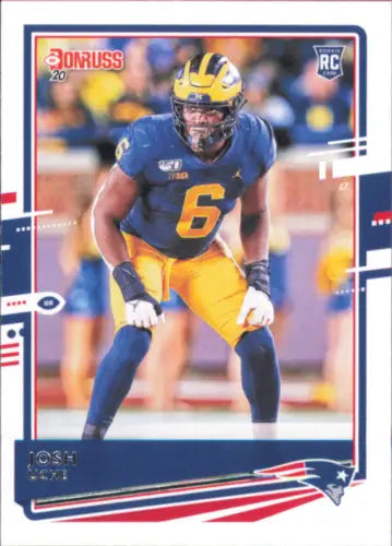 2020 Donruss Josh Uche Rookie Card for New England Patriots NFL collection