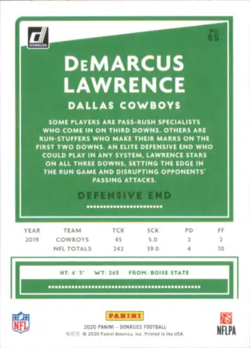 DeMarcus Lawrence 2020 Donruss Dallas Cowboys NFL Football Card NM-MT