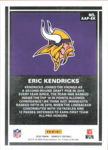 Eric Kendricks Minnesota Vikings 2020 Donruss Action All Pros Football Card