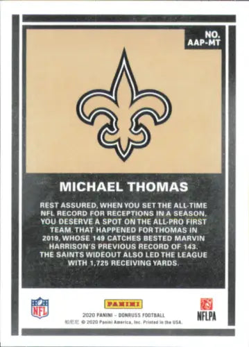 Michael Thomas 2020 Donruss Action All Pros NFL card for New Orleans Saints collectors