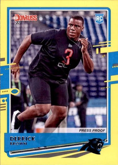 Derrick Brown Yellow Rookie Card from 2020 Donruss Carolina Panthers NFL #264