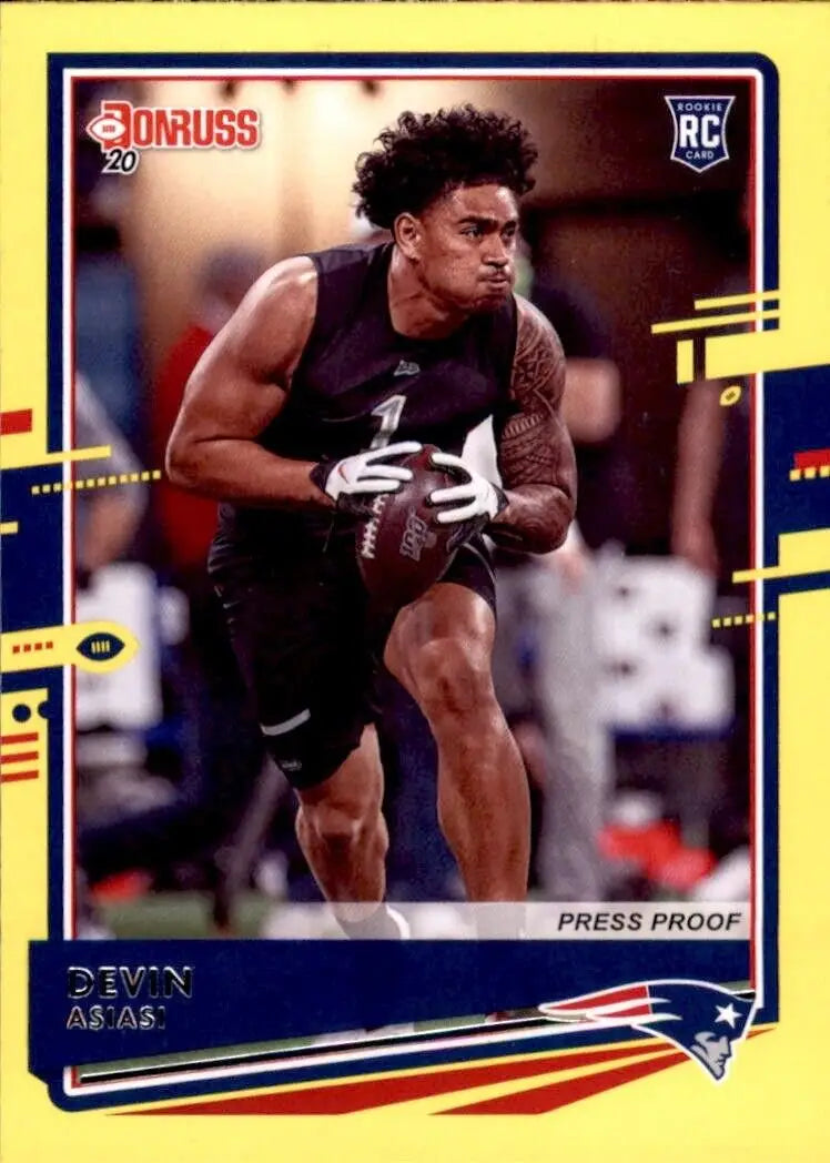 Devin Asiasi Yellow Rookie Football Trading Card New England Patriots NFL #296