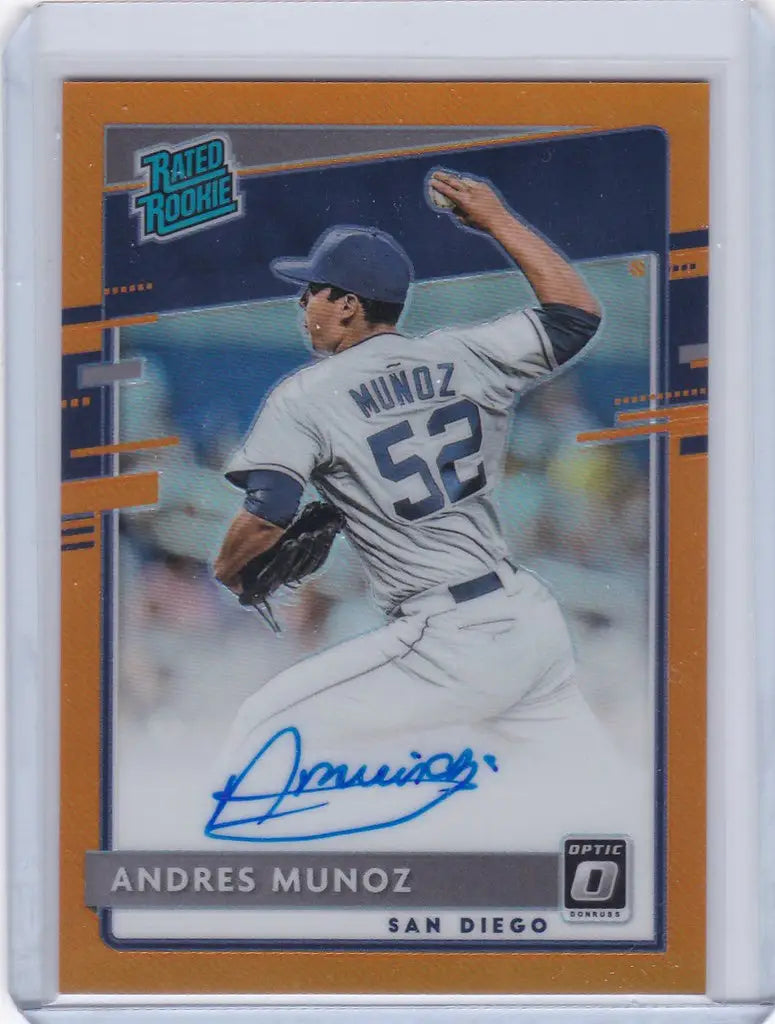 2020 Donruss Optic Andres Munoz baseball card with autograph for trading card collectors