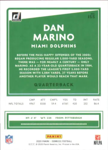 Dan Marino Donruss Press Proof Blue #155 football card from Miami Dolphins NFL collection