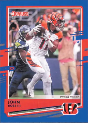 John Ross III 2020 Donruss Press Proof Blue #67 football card Cincinnati Bengals NM-MT