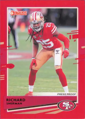 Richard Sherman 2020 Donruss Press Proof Red football card San Francisco 49ers NFL