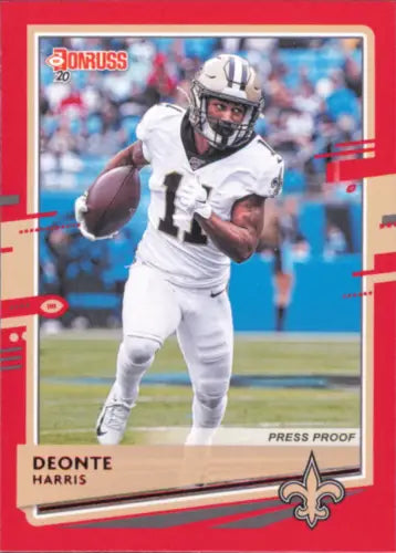 2020 Donruss Press Proof Red 180 Deonte Harris New Orleans Saints Football Card