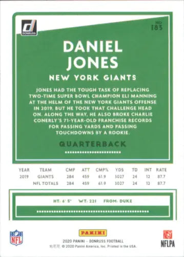 2020 Donruss Press Proof Red #183 Daniel Jones New York Giants Football Card NM-MT