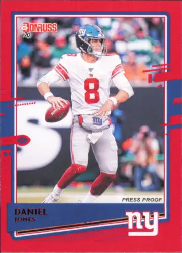 Daniel Jones 2020 Donruss Press Proof Red #183 football card from New York Giants