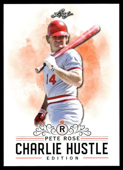 Baseball card of Pete Rose in Cincinnati Reds uniform number 14, Charlie Hustle