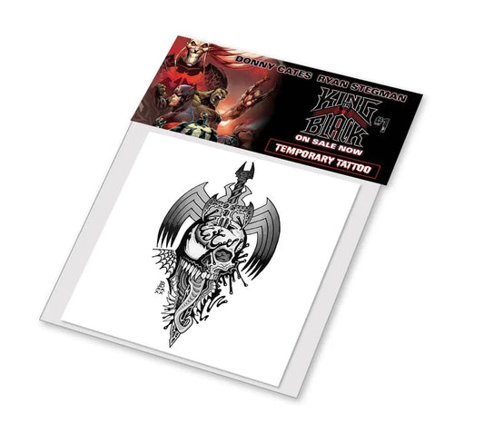 Temporary tattoo package with skull and wings design from 2020 Marvel King in Black collection