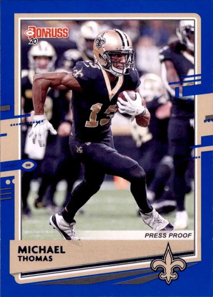 Michael Thomas Blue football card from 2020 Panini Donruss NFL #177 New Orleans Saints