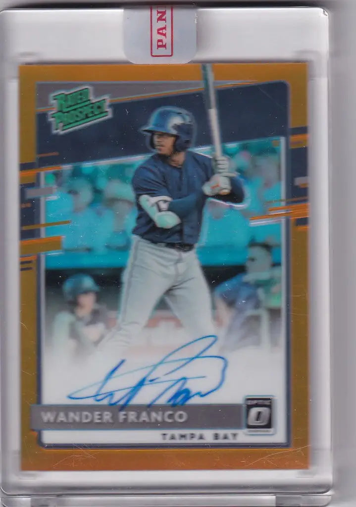 Baseball trading card of Wander Franco Tampa Bay Rays with autograph, Panini Donruss Optic Prizm