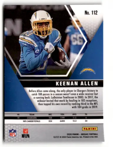 2020 Panini Mosaic #112 Keenan Allen football card with original gloss from LA Chargers