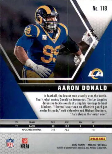 2020 Panini Mosaic #118 Aaron Donald trading card with original gloss for LA Rams fans