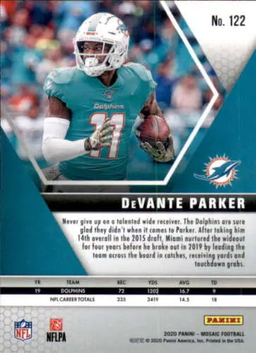 2020 Panini Mosaic #122 DeVante Parker football trading card with original gloss finish