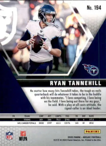 Ryan Tannehill football card from 2020 Panini Mosaic with original gloss Titans ID 43582