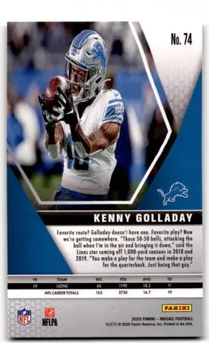 NFL trading card of Kenny Golladay in 2020 Panini Mosaic with original gloss finish