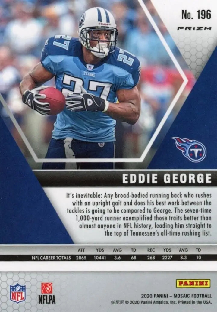 Eddie George Silver Football Card from 2020 Panini Mosaic Tennessee Titans #196