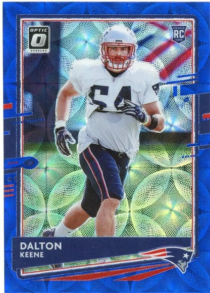 Dalton Keene Blue Scope Rookie football card from 2020 Panini Optic New England Patriots