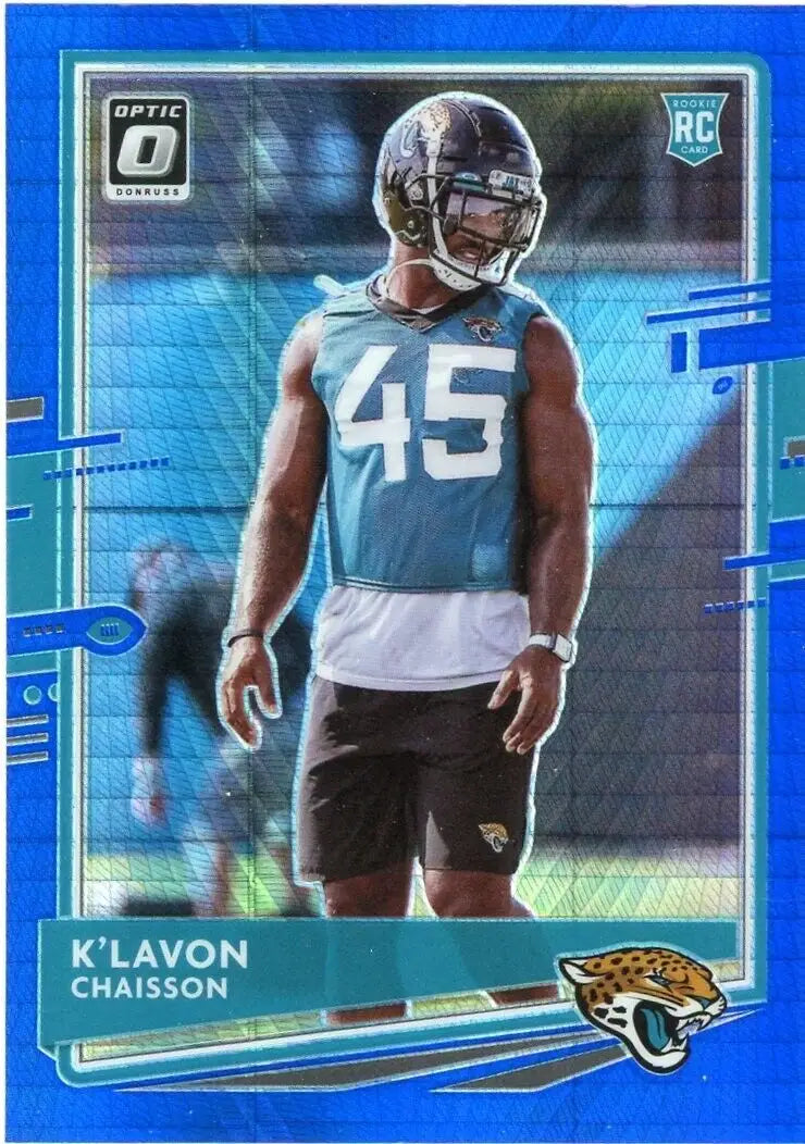 K’Lavon Chaisson football card from 2020 Panini Optic Blue Hyper Jacksonville Jaguars NFL 117