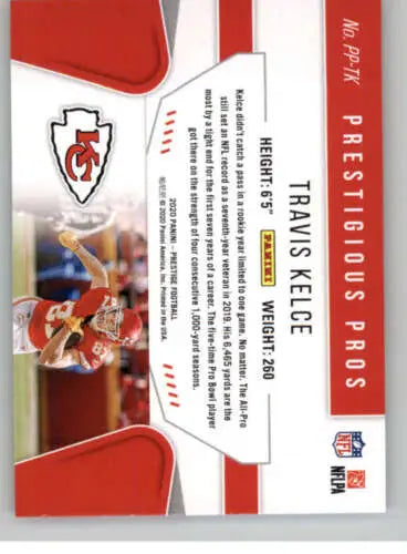 Travis Kelce football card 2020 Panini Prestige original gloss NM-MT Chiefs