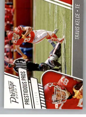 Travis Kelce 2020 Panini Prestige football card with original gloss, NM-MT condition