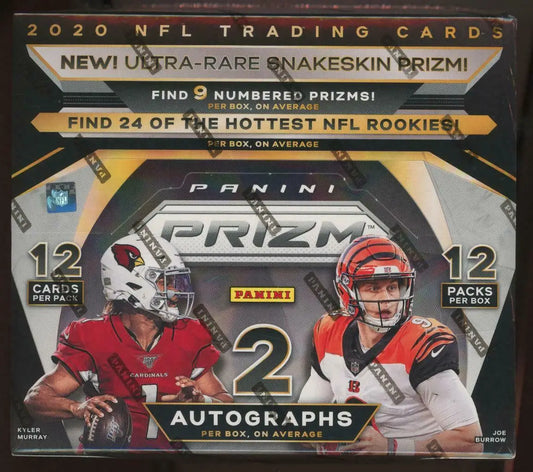 2020 Panini Prizm Football Hobby Box featuring NFL players in red and white uniforms