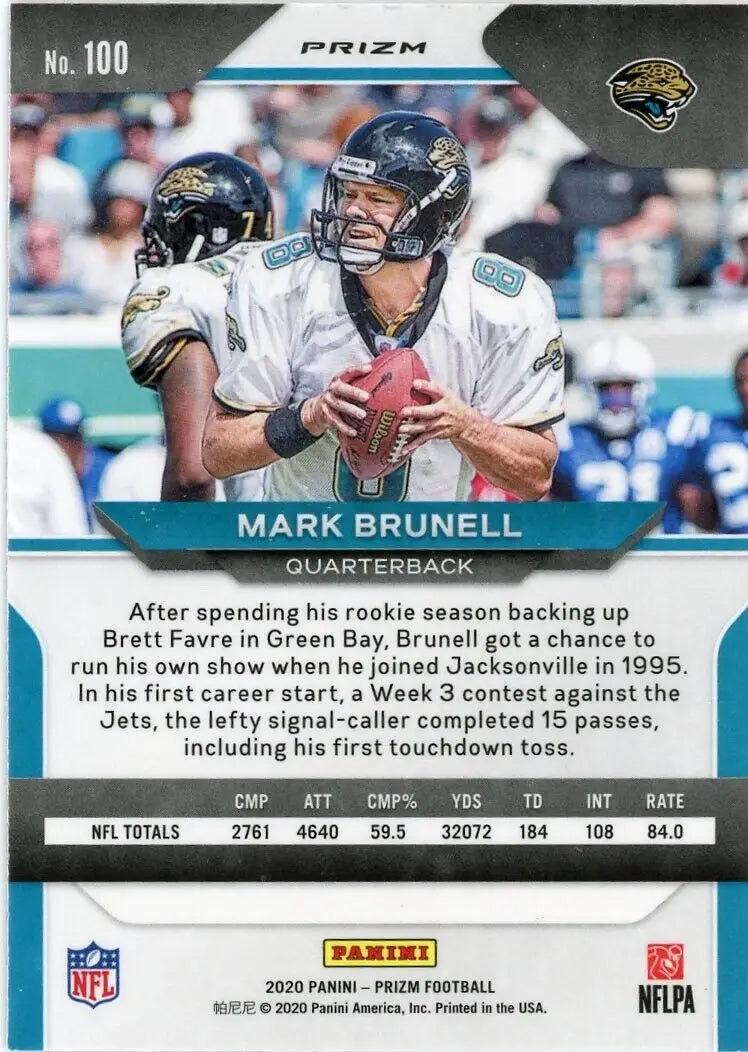 2020 Panini Prizm Mark Brunell Orange Ice card featuring Jacksonville Jaguars NFL star