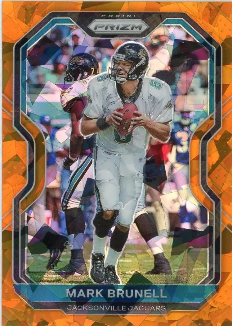 Mark Brunell Orange Ice football card from 2020 Panini Prizm Jacksonville Jaguars NFL