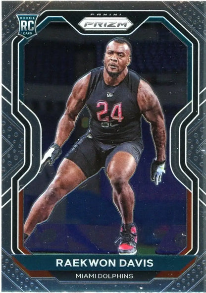 2020 Panini Prizm Raekwon Davis rookie card featuring the Miami Dolphins NFL player