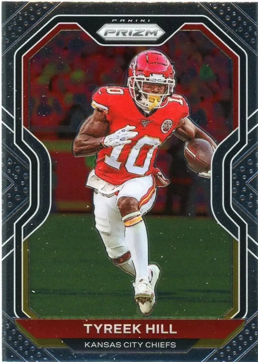 Kansas City Chiefs player #10 Tyreek Hill running with ball in Panini Prizm NFL card