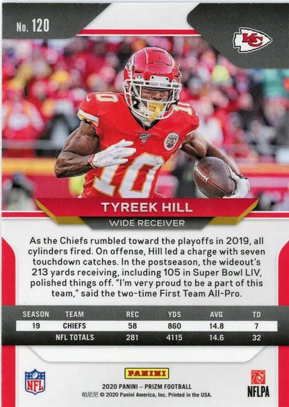 2020 Panini Prizm Tyreek Hill Kansas City Chiefs NFL Football Card #120 NM for collectors