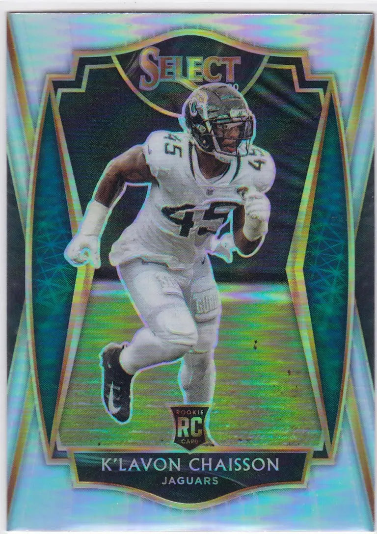 Holographic Panini Select Chaisson RC Jacksonville Jaguars trading card in white uniform