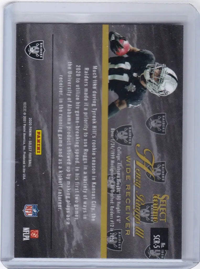 Football trading card of Henry Ruggs III in Raiders uniform from Panini Select Certified