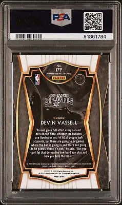 Graded 2020 Panini Select Devin Vassell #179 Silver Prizm Basketball PSA 9 card