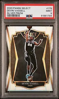 Graded 2020 Panini Select Devin Vassell #179 Silver Prizm Basketball PSA 9 card