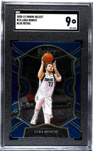 Graded 2020 Panini Select Luka Dončić #15 Blue Retail Basketball Card SGC 9