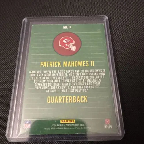 Patrick Mahomes II football card from 2020 RISE AND SHINE MAGNET set with Tyrann Mathieu