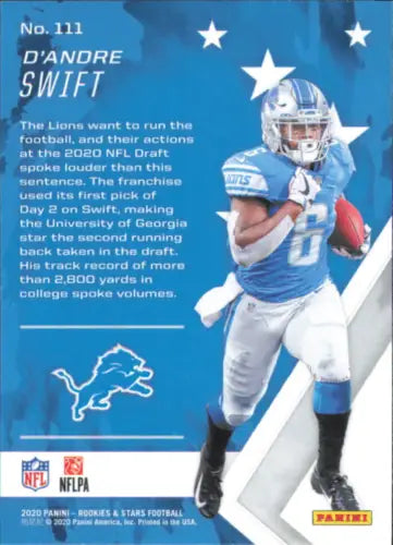 D’Andre Swift 2020 Rookies and Stars football card for Detroit Lions NFL fans