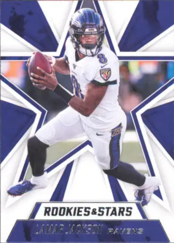 Lamar Jackson Baltimore Ravens football trading card with blue star design