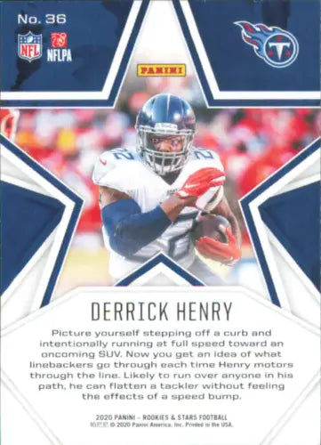 Derrick Henry Tennessee Titans NFL Football card from 2020 Rookies and Stars set