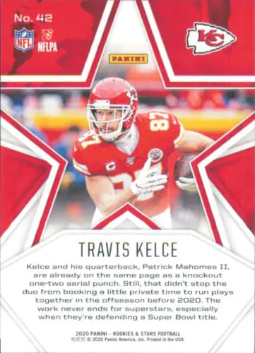 Travis Kelce 2020 Rookies and Stars card for Kansas City Chiefs NFL collectibles