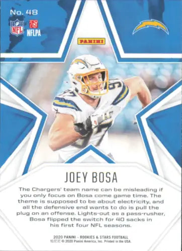 Joey Bosa 2020 Rookies and Stars football card for Los Angeles Chargers collectors